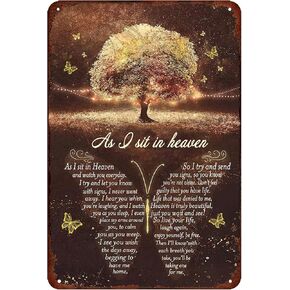 As I Sit in Heaven and Watch You Everyday-Butterfly Tin Sign Vintage Cave Club Bar Home Wall Decoration Metal Wall Hanging Gift 8x12 Inch