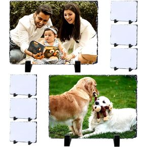 8 Pack Sublimation Slate Blanks, 5 x 7 Memorial Photo Plaque, Personalized Photo Stone Rock Picture Frame