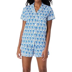 Amiblvowa Women Roller Dupes Rabbit Pajamas Short Sleeve Monkey Button Down Polo Shirt Pjs Shorts Set Y2K Preppy Sleepwear