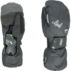 Level Half Pipe GTX Women's Snowboard Protective Mittens with GoreTex Shell, BioMex Integrated Wrist Guards, ThermoPlus Liner (Black, XXS (6.0in))