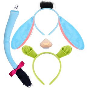 Green Ogre and Donkey Costume Set Include Ears Headband,Tai& Nose Party Cartoon Cosplay Costume Accessories