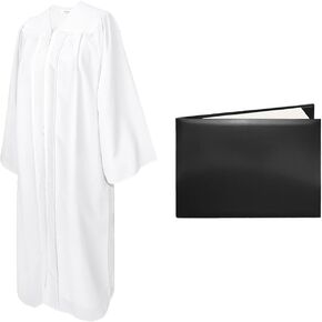 Matte Choir Robe for Church Pulpit Robe Pastor Baptism -white and Certificate Holder 8.5"x11