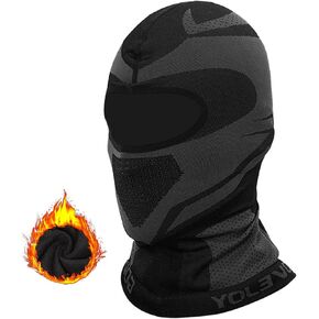 Qearl Balaclava Ski Mask Thermal Face Cover Winter Warm Face Mask for Men Cycling Skiing Snowboarding Black