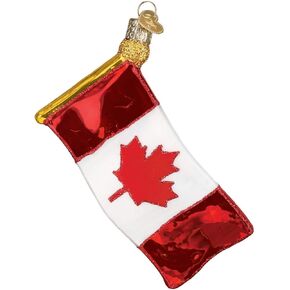 Old World Christmas Canadian Ornament, Red and White Flag