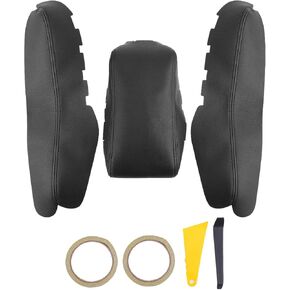 Center Console Armrest Pad Covers-Car Arm Rest Seat Box Leather Protectors Fit for Honda Civic 2016-2018(Black with Red Line)