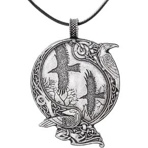 HAQUIL Raven Necklace, Odin's Raven Couple Pendant, Faux Leather Cord, Viking Jewelry Gift (AD)