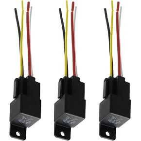 3 Pcs JD-2912 4 Pin DC 48V 40A Relay Multi-Purpose Automotive Relay Heavy Duty Standard Relay for Car Motor, Auto Universal Replacement Accessories with Harness