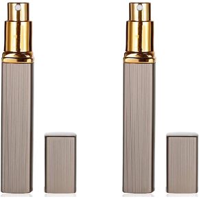 Travel Perfume Atomizer, Refillable Bottles Empty Perfume Container Fragrance Atomizer 12ml Aluminum Housing Glass Sprayer, Set of 2 Spray Pump Bottle for Men and Women