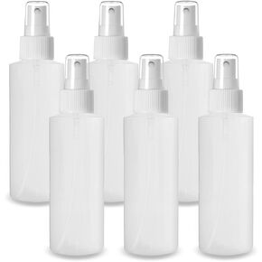 ljdeals Plastic Spray Bottles, Fine Mist 4 oz, Refillable, Reusable Empty Bottles for Household Use, Essential Oils, Perfumes, Travel Size, Pack of 6, Made in USA