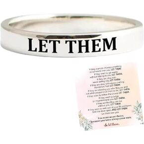 Let Them Ring For Women, Self Worth Motivation Ring, Personality Encouragement Gift To Sorority Sisters/Best Friends, Inspirational Stainless Steel Engraving Stackable Friendship Gift Jewelry