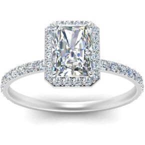 ISAAC WOLF Certified Halo Solid 10k Gold Radiant Cut 3.54 Carat Genuine VVS1 Moissanite Diamond in White, Yellow OR Rose GOLD