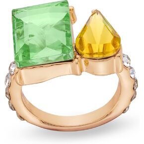 Rocksbox Amelia Statement Ring with Green & Yellow CZ - Women's Gold Statement Ring - 14k Gold Plating with Crystals - Premium Quality Jewelry