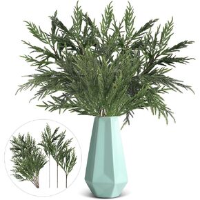 Giegxin 15 Pcs Artificial Christmas Norfolk Pine Stems Branches for Vase 25.8 in, 17.7 in and 9.8 in Fake Green Pine Picks Greenery for Xmas Holiday DIY Crafts Table Home Indoor Outdoor Decor