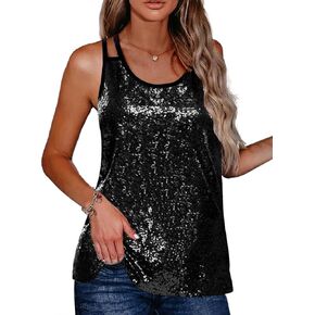 Zeagoo Women's Sleeveless Sequin Top Sparkle Glitter Top Shimmer Camisole Vest Tank Tops in Kuwait