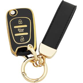360 Degree Soft TPU Protector Key Fob Cover fit for Kia Soul Rio Sportage Key Fob (Black)