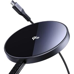 ESR HaloLock Qi2 Wireless Charger, 15W Qi2 Magsafe Charger iPhone, Wireless Charging Pad for iPhone 16/15/14/13/12 Series, AirPods 4/3/Pro/Pro 2, Strong Magnetic Charging Pad with Type-C Cable, Black