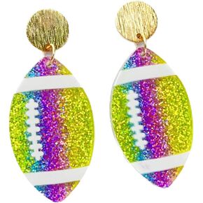 Acrylic Glitter Sports Ball Dangle Earrings for Women Sparkling Football Volleyball Basketball Baseball Drop Earrings Game Day Sport Theme Jewelry Gift in Kuwait