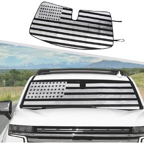 Jimen Fit for Chevrolet Suburban 2020-2024, Fit for Chevy Tahoe/GMC Yukon 2021-2024, American Flag Windshield Sunshade Car Reflective Shade Window Sun Visor