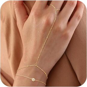 الذهب سلسلة اليد أساور للنساء العصرية، لذيذ 2PCS الذهب حلقة سوار اليد سلسلة فنجر أساور الطبقات تكويم ربط أساور للنساء مجوهرات هدايا للنساء