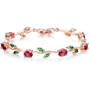 18k Yellow Gold-Plated Sterling Silver Diamond Accent Two-Tone Gemstone Tennis Bracelet Diamond Bangle Bracelet Rose Gold