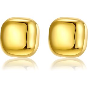 KELMALL Gold Hoop Earrings for Women, Chunky Large Stainless Steel Oval Square Non Tarnish Drop Earrings - Gift Box Packed