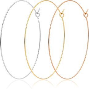 3 Pairs Thin Extra Large Hoop Earrings Set，Fashion Huge Gold Hoops 18k Gold Plated Lightweight Stainless Steel Hoops Big Geometric Round Gold Hoop Earrings Set Minimalist Jewelry for Women
