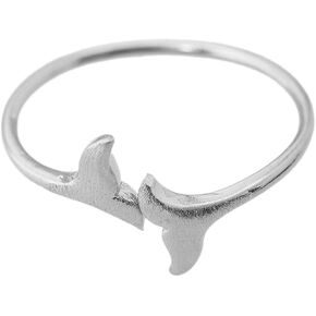 Handmade Brush Metal Adjustable Whale Tail Ring