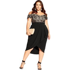 City Chic Women's Plus Size Dress Lace Glamou Ff