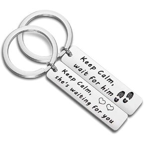CHOORO Military Deployment Gift Military Couples Keychain Set Long Distance Relationship Gift Keep Calm Wait for Him
