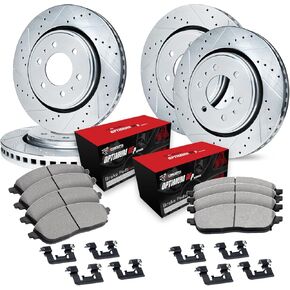 R1 Concepts Front Rear Brakes and Rotors Kit |Front Rear Brake Pads| Brake Rotors and Pads| Optimum OEp Brake Pads and Rotors| Hardware Kit|fits 2015-2017 Ford F-150