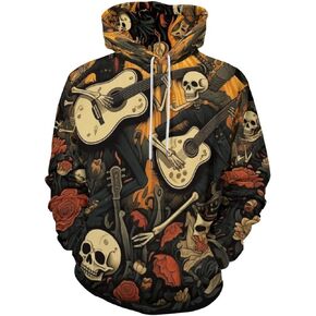 Unisex Skull hoodie Novelty skull graphic sweatshirt Long sleeve pocket pullover