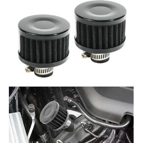 Breather Filter,Motorcycle Air Filter,Car Accessories Valve Cover Breather Filter,12mm Mini Air Filter Valve Cover Breather,Air Intake Filter,Crankcase Breather,Fit for Motorcycle (Black, 2pcs)