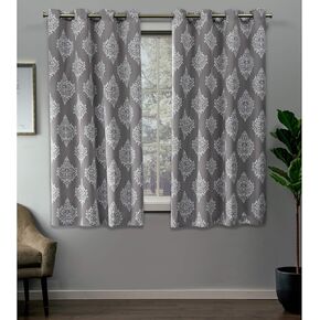 Exclusive Home Medallion Room Darkening Blackout Grommet Top Curtain Panel Pair, 52"x63", Silver