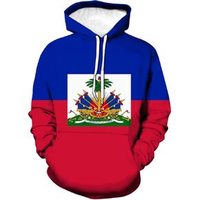 Haitian Flag Hoodie Unisex Long Sleeve Hooded Pullover Sweatshirt