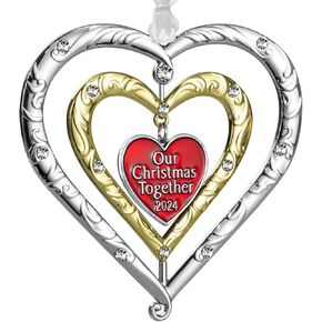 Metal Christmas Tree Ornament with Rhinestone Hanging Design Charm Holiday Decorative Pendant Gift Keepsake (Reindeer 2024)