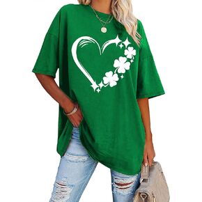 hohololo Womens St Patrick's Day Oversized Tshirt Cute Clover Graphic Short Sleeve Casual Loose Irish Tee Tops