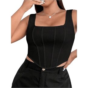 SHENHE Women's Plus Size Corset Square Neck Irregular Hem Sexy Camisole Tops
