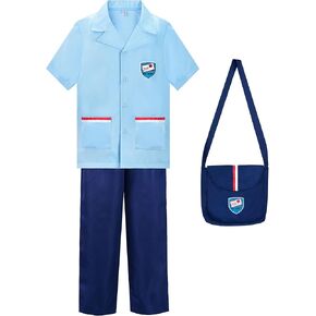 ReliBeauty Mailman Costume for Kids Blue