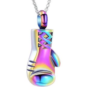 Hearbeingt Boxing Glove Shape Cremation Memorial Jewelry for Pendants for Ashes, Stainless Steel Cremation Urn Necklace for Ashes for Man Women