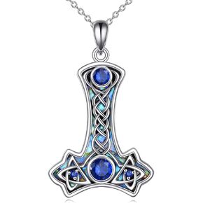 Celtic Knot Necklace for Women Men Sterling Silver Celtic Trinity Moonstone Pendant Necklace Viking Good Luck Jewellery for Girls