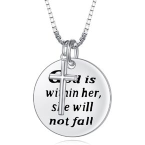 S925 Sterling Silver Cross Necklace With God All Things Are Possible Inspirational Jewelry Gifts for Women Adults Teens