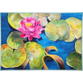 Pink Budding Lily PadOlivia's Home Accent Washable Rug 22" x 32" Doormat