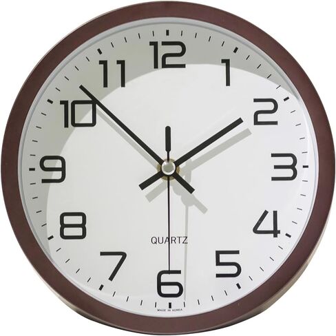 FLT Modern Silent Desk & Wall Clock-Brown (Made in Korea), Decorative Battery Operated Clock for Bed Room, Living Room, Kichen & Work Space，Silent Non-Ticking 6.7 inch Clock in Saudi Arabia