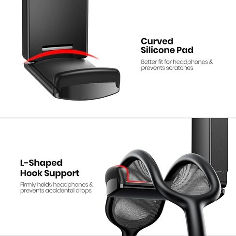 (2 Pack) Sticky Headphone Stand Controller Holder - EURPMASK Adhesive Gaming Headset Hook, Headphone Holder for Desk with Soft Rubber Pads, Universal PC Gaming Accessory Controller Headset Stand,White in Saudi Arabia