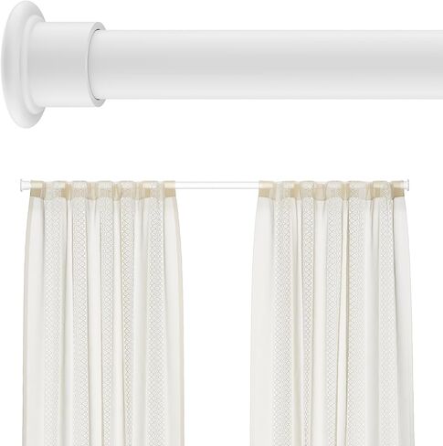Tension Curtain Rod by EZFurni,42-123 Inches,Heavy Duty Tension Rods for Windows,No Drilling Adjustable Curtain Rod for Patio,Hold Up Blackout Curtains and Non Slip,Black in Saudi Arabia