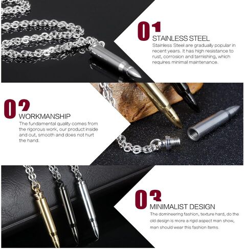 Polish Bullet Pendant Necklace Stainless Steel Urn Ash Memorial Keepsake in Kuwait