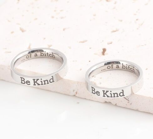 Let Them Ring For Women, Self Worth Motivation Ring, Personality Encouragement Gift To Sorority Sisters/Best Friends, Inspirational Stainless Steel Engraving Stackable Friendship Gift Jewelry in Saudi Arabia