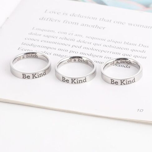 Let Them Ring For Women, Self Worth Motivation Ring, Personality Encouragement Gift To Sorority Sisters/Best Friends, Inspirational Stainless Steel Engraving Stackable Friendship Gift Jewelry in Saudi Arabia
