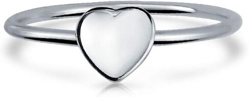 Personalize Simple ABC Heart Shape Monogram Script Or Block Letter Alphabet A-Z Signet Heart Initial Ring For Women Teens .925 Sterling Silver Customizable in Kuwait