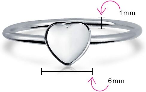 Personalize Simple ABC Heart Shape Monogram Script Or Block Letter Alphabet A-Z Signet Heart Initial Ring For Women Teens .925 Sterling Silver Customizable in Kuwait